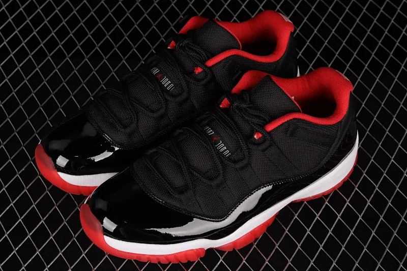 All categories Air Jordan Jordan series basketball shoes Air Jordan 11 F version Air Jordan 11 Low Bred AJ11 Joe 11 patent leather black and red genuine carbon low-top basketball shoes 528895-012